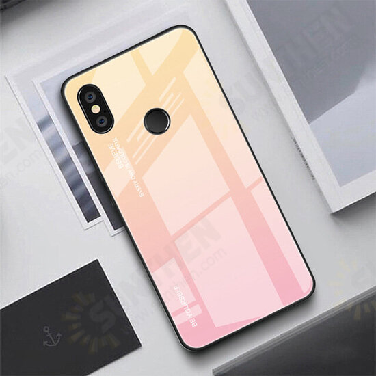 Gradient Color Tempered Glass + Soft TPU Back Cover Protective Case for Xiaomi Redmi 6 Pro / Xiaomi Mi A2 Lite