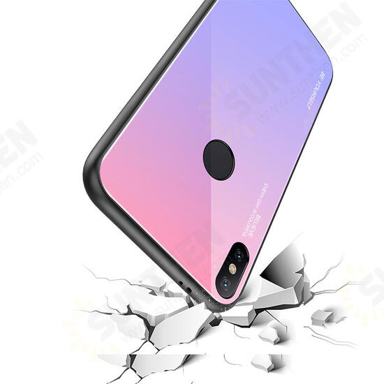 Gradient Color Tempered Glass + Soft TPU Back Cover Protective Case for Xiaomi Redmi 6 Pro / Xiaomi Mi A2 Lite