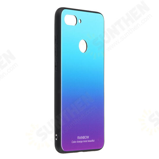 Gradient Color Tempered Glass Shockproof Protective Case For Xiaomi Mi 8 Lite Non-original