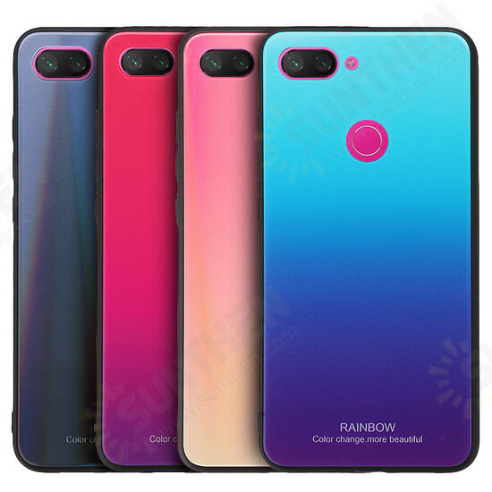 Gradient Color Tempered Glass Shockproof Protective Case For Xiaomi Mi 8 Lite Non-original