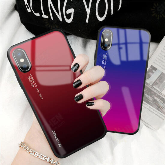 Gradient Scratch Resistant Tempered Glass Protective Case For iPhone X/XS/XR/XS Max