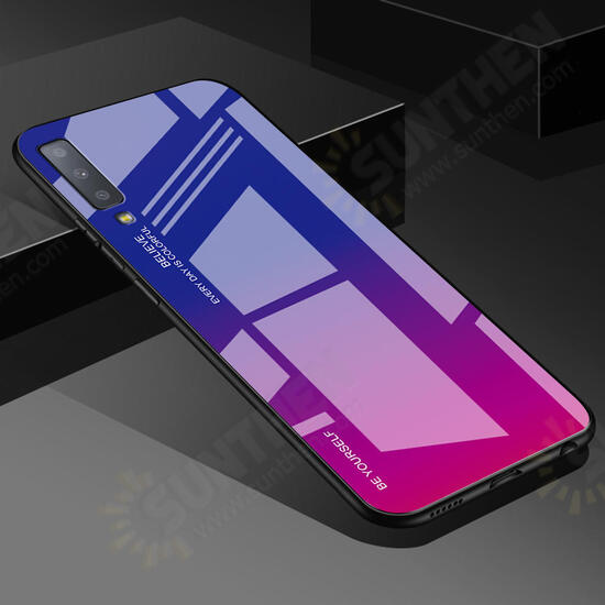 Gradient Tempered Glass Protective Case For Samsung Galaxy A7 2018 Scratch Resistant Back Cover