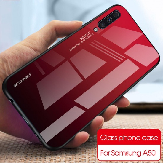 Gradient Tempered Glass Protective Case For Samsung Galaxy A70 2019 Scratch Resistant Back Cover