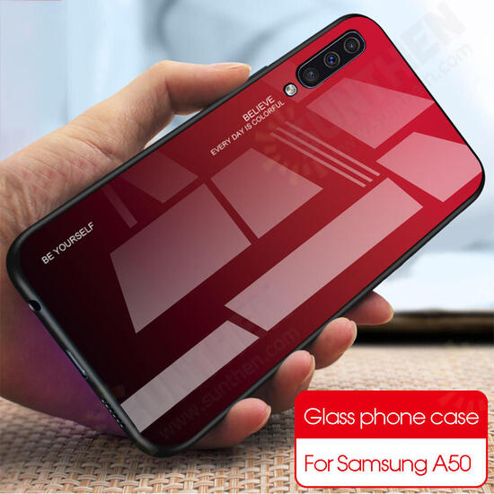 Gradient Tempered Glass Protective Case For Samsung Galaxy A70 2019 Scratch Resistant Back Cover