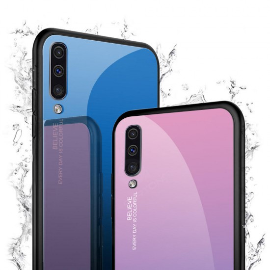 Gradient Tempered Glass Protective Case For Samsung Galaxy A70 2019 Scratch Resistant Back Cover