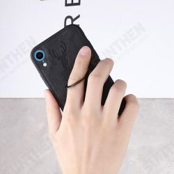Happy Deer Ring Holder Bracket TPU+PU Leather Protective Case For iPhone XR 6.1 Inch Happy Deer Ring Holder Bracket TPU+PU Leather Protective Case For iPhone XR 6.1 Inch