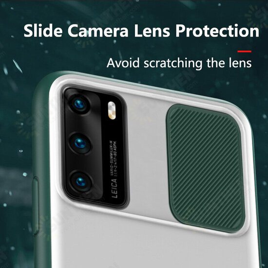 Lens Privacy Protection Slide Camera Cover Shockproof Anti-scratch Translucent Matte Protective Case for Huawei P40 Pro