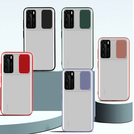 Lens Privacy Protection Slide Camera Cover Shockproof Anti-scratch Translucent Matte Protective Case for Huawei P40 Pro