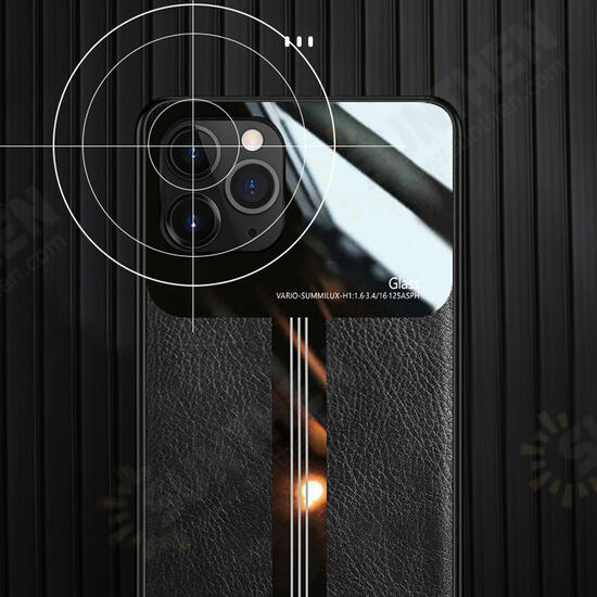 Luxury Business PU Leather Mirror Glass Shockproof Protective Case for iPhone 11 Pro 5.8 inch