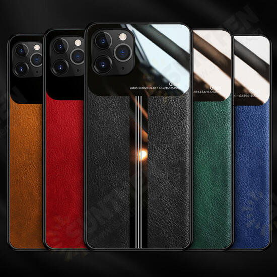 Luxury Business PU Leather Mirror Glass Shockproof Protective Case for iPhone 11 Pro 5.8 inch