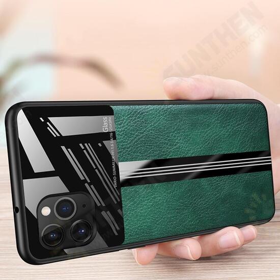 Luxury Business PU Leather Mirror Glass Shockproof Protective Case for iPhone 11 Pro 5.8 inch
