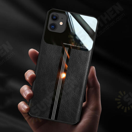 Luxury Business PU Leather Mirror Glass Shockproof Protective Case for iPhone X / iP XS