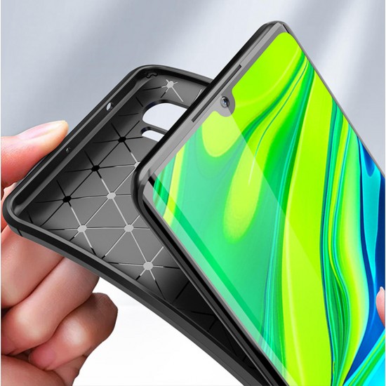 Luxury Carbon Fiber Shockproof Silicone Protective Case for Xiaomi Mi Note 10 / Xiaomi Mi Note 10 Pro / Xiaomi Mi CC9 Pro Non-original