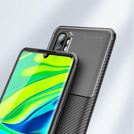 Luxury Carbon Fiber Shockproof Silicone Protective Case for Xiaomi Mi Note 10 / Xiaomi Mi Note 10 Pro / Xiaomi Mi CC9 Pro Non-original