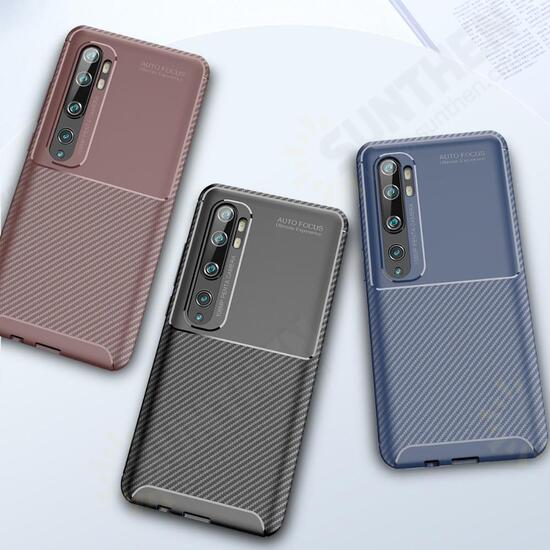 Luxury Carbon Fiber Shockproof Silicone Protective Case for Xiaomi Mi Note 10 / Xiaomi Mi Note 10 Pro / Xiaomi Mi CC9 Pro Non-original