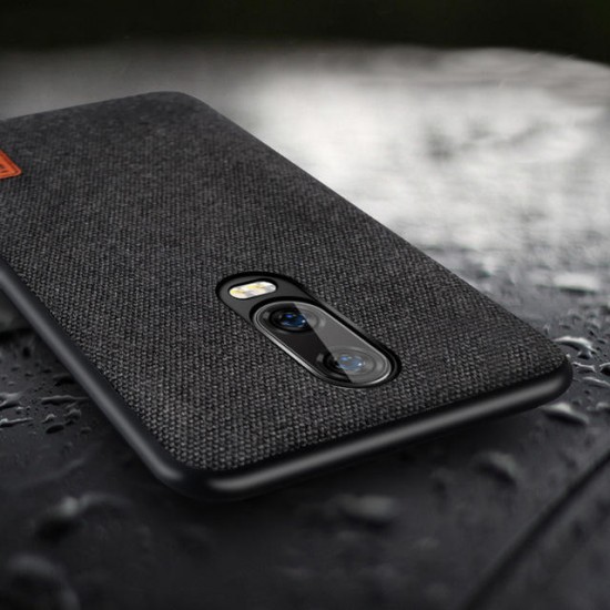 Luxury Fabric Splice Soft Silicone Edge Shockproof Protective Case For OnePlus 6T