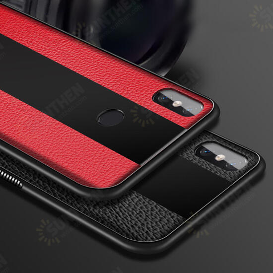 Luxury Shockproof Soft Silicone PU Leather Tempered Glass Protective Case For Xiaomi Mi 8 Mi8