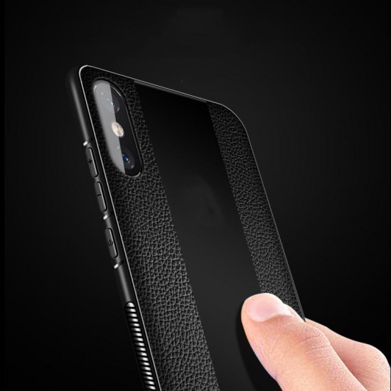 Luxury Shockproof Soft Silicone PU Leather Tempered Glass Protective Case For Xiaomi Mi8 Pro / Xiaomi Mi8 Explorer Edition