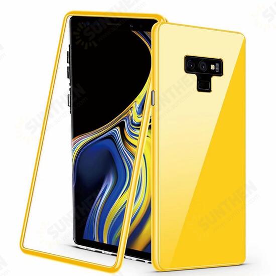 Magnetic Adsorption Tempered Glass Back Cover+Tempered Glass Screen Protector Protective Case For Samsung Galaxy Note 9
