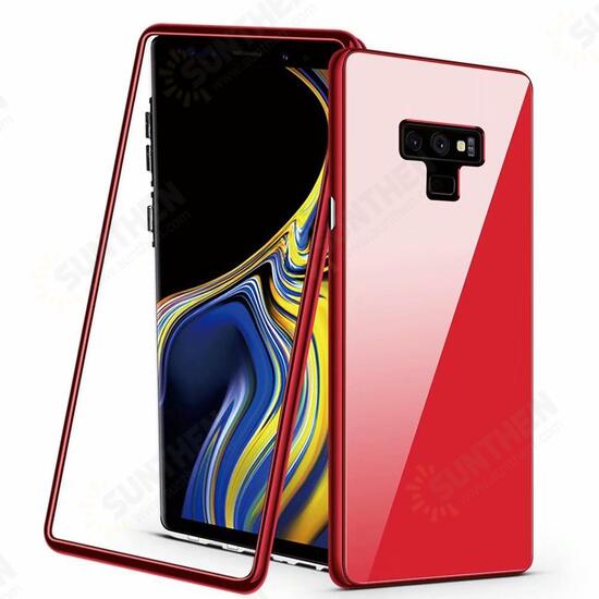 Magnetic Adsorption Tempered Glass Back Cover+Tempered Glass Screen Protector Protective Case For Samsung Galaxy Note 9