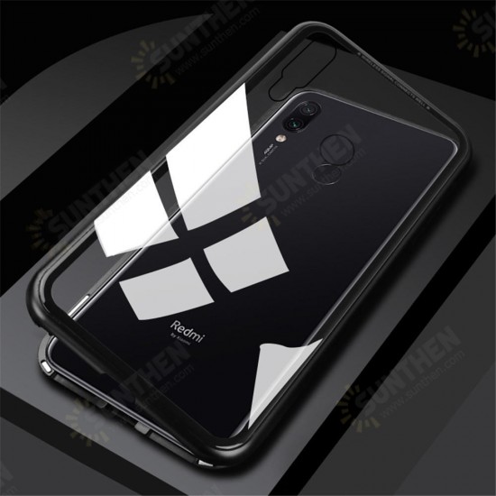 Magnetic Flip Metal Frame Tempered Glass Full Cover Protective Case for Xiaomi Redmi 7 / Redmi Y3