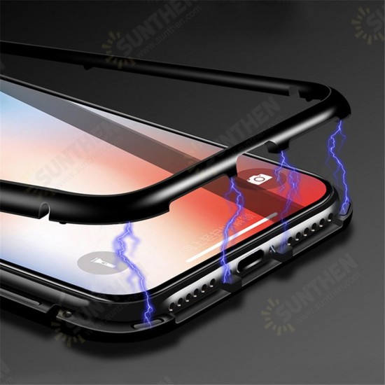 Magnetic Flip Metal Frame Tempered Glass Full Cover Protective Case for Xiaomi Redmi 7 / Redmi Y3