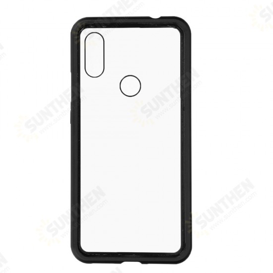 Magnetic Flip Metal Frame Tempered Glass Full Cover Protective Case for Xiaomi Redmi 7 / Redmi Y3