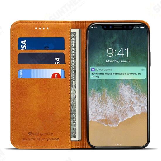 Magnetic Flip Wallet Card Slot Case For iPhone X