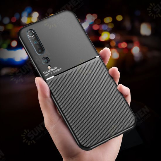 Magnetic Leather Texture Non-Slip TPU Shockproof Protective Case Back Cover for Xiaomi Mi10 Mi 10 / Xiaomi Mi 10 Pro Non-original