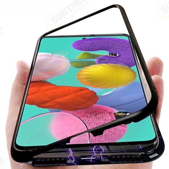 Metal Magnetic Adsorption Flip Tempered Glass Protective Case for Samsung Galaxy A71 2019 Metal Magnetic Adsorption Flip Tempered Glass Protective Case for Samsung Galaxy A71 2019
