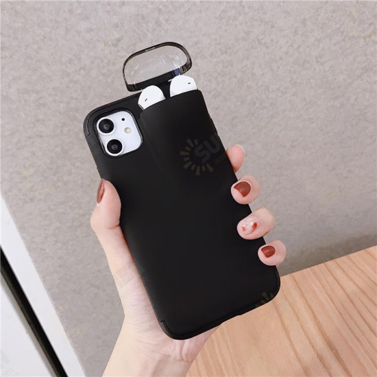 Multifunction Creative 2 in 1 Anti-scratch Shockproof Matte PC Protective Case for iPhone 11 & Apple Airpods 1/2