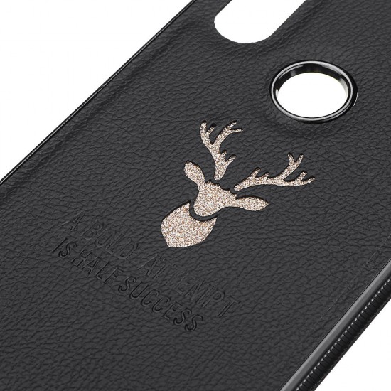 Plating Border Deer Pattern PU Leather Soft Edge Protective Case For Xiaomi Redmi Note 7 / Redmi Note 7 Pro