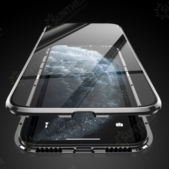 Plating Magnetic Adsorption Metal Double-sided Tempered Glass Protective Case For iPhone 11