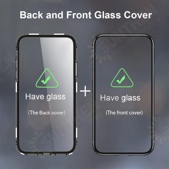 Plating Magnetic Adsorption Metal Double-sided Tempered Glass Protective Case For iPhone 11