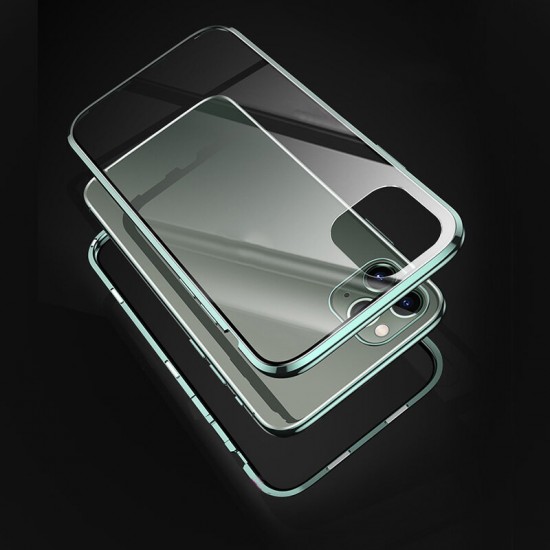 Plating Magnetic Adsorption Metal Double-sided Tempered Glass Protective Case For iPhone 11 Pro 5.8 Inch