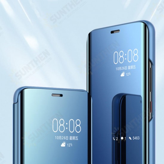 Plating Mirror Window Shockproof Flip Full Cover Protective Case for Huawei Mate 20 Pro