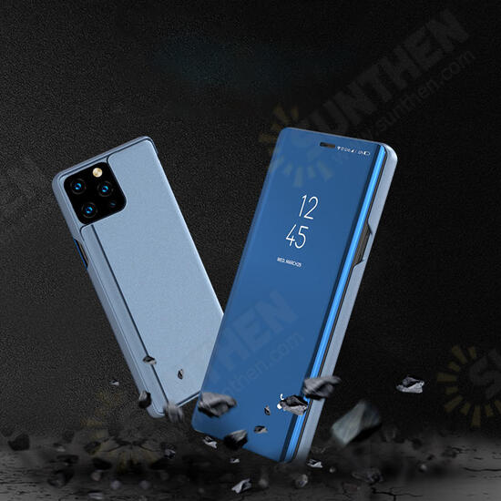 Plating Mirror Window View Shockproof Flip Full Cover Protective Case for iPhone 11 Pro 5.8 Inch