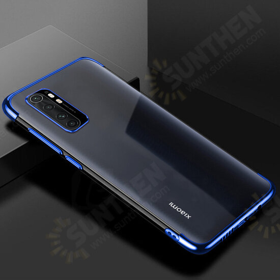 Plating Shockproof Non-yellow Transparent Soft TPU Protective Case for Xiaomi Mi Note 10 Lite Non-original