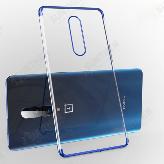 Plating Transparent Shockproof Soft TPU Back Cover Protective Case for OnePlus 7 PRO