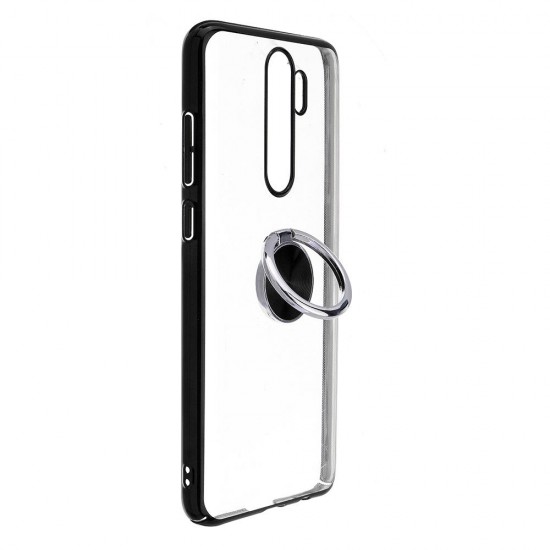 Plating Transparent Ultra-thin with Finger Ring Holder Shockproof PC Protective Case for Xiaomi Redmi Note 8 Pro Non-original