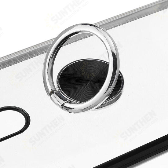 Plating Transparent Ultra-thin with Finger Ring Holder Shockproof PC Protective Case for Xiaomi Redmi Note 8 Pro Non-original