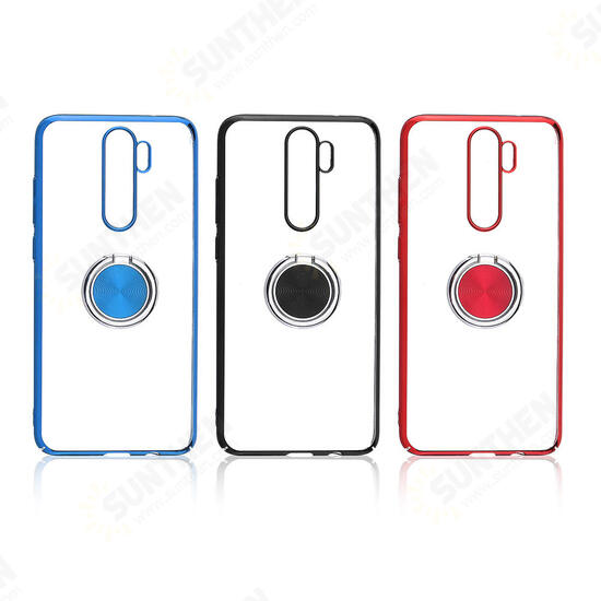 Plating Transparent Ultra-thin with Finger Ring Holder Shockproof PC Protective Case for Xiaomi Redmi Note 8 Pro Non-original