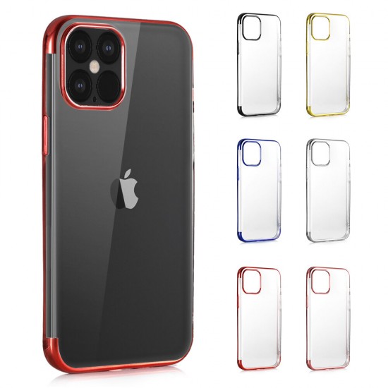 Plating Ultra-thin Transparent Non-Yellow Shockproof Soft TPU Protective Case for iPhone 12 Pro Max