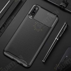 Protective Case For Samsung Galaxy A50 2019 Carbon Fiber Fingerprint Resistant Soft TPU Back Cover