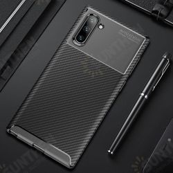 Protective Case For Samsung Galaxy Note 10 Slim Carbon Fiber Fingerprint Resistant Soft TPU Back Cover