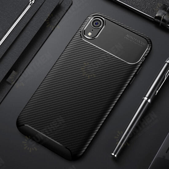 Protective Case For iPhone XR Slim Carbon Fiber Fingerprint Resistant Soft TPU Back Cover