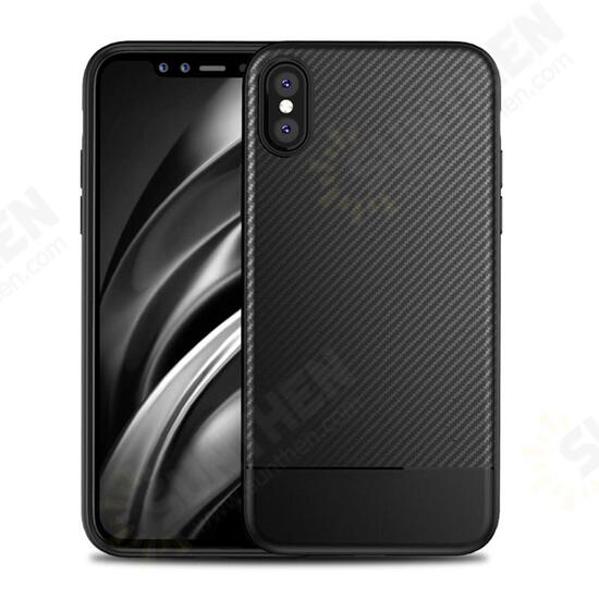 Protective Case For iPhone XS Carbon Fiber Fingerprint Resistant Soft TPU Back Cover