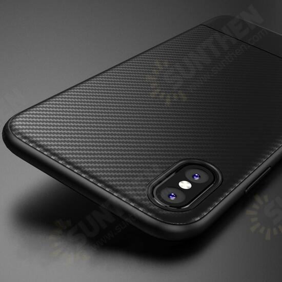 Protective Case For iPhone XS Carbon Fiber Fingerprint Resistant Soft TPU Back Cover