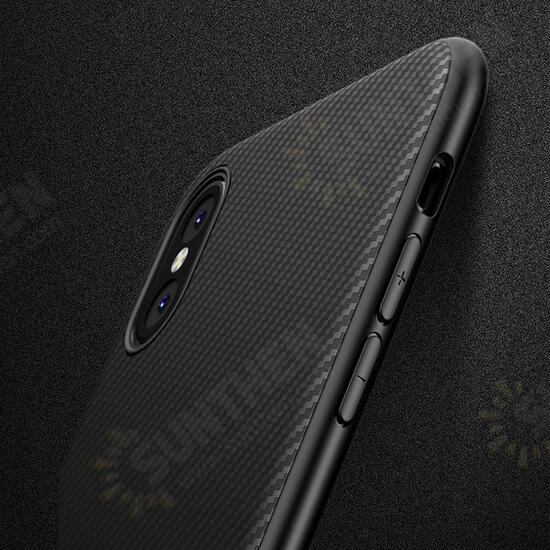 Protective Case For iPhone XS Carbon Fiber Fingerprint Resistant Soft TPU Back Cover