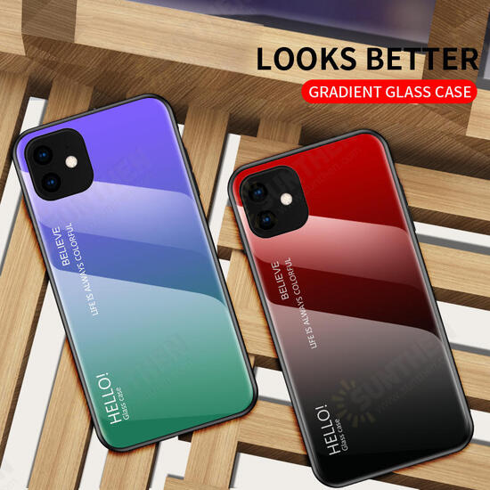 Scratch Resistant Gradient Tempered Glass Protective Case for iPhone 11 6.1 Inch